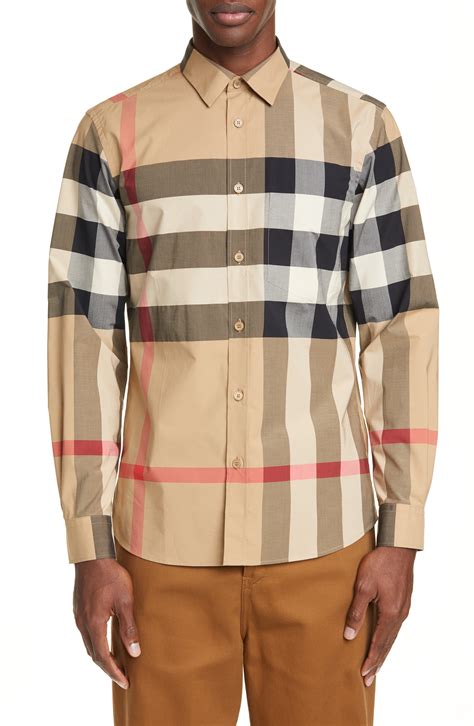 burberry check long shirts|Burberry men's button up shirt.